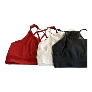 Lane Bryant Bralettes Set of Three Red, Black, and White Bundle